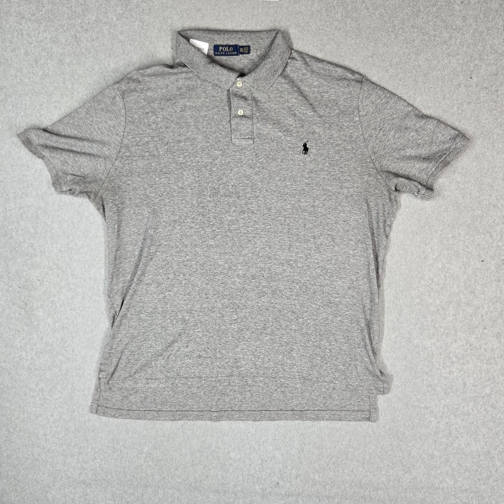 Polo Ralph Lauren Men Polo‎ 2XL Gray Embroidered Pony Logo Short Sleeve Pullover